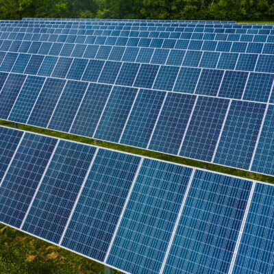Solar panels in modern photovoltaic power station